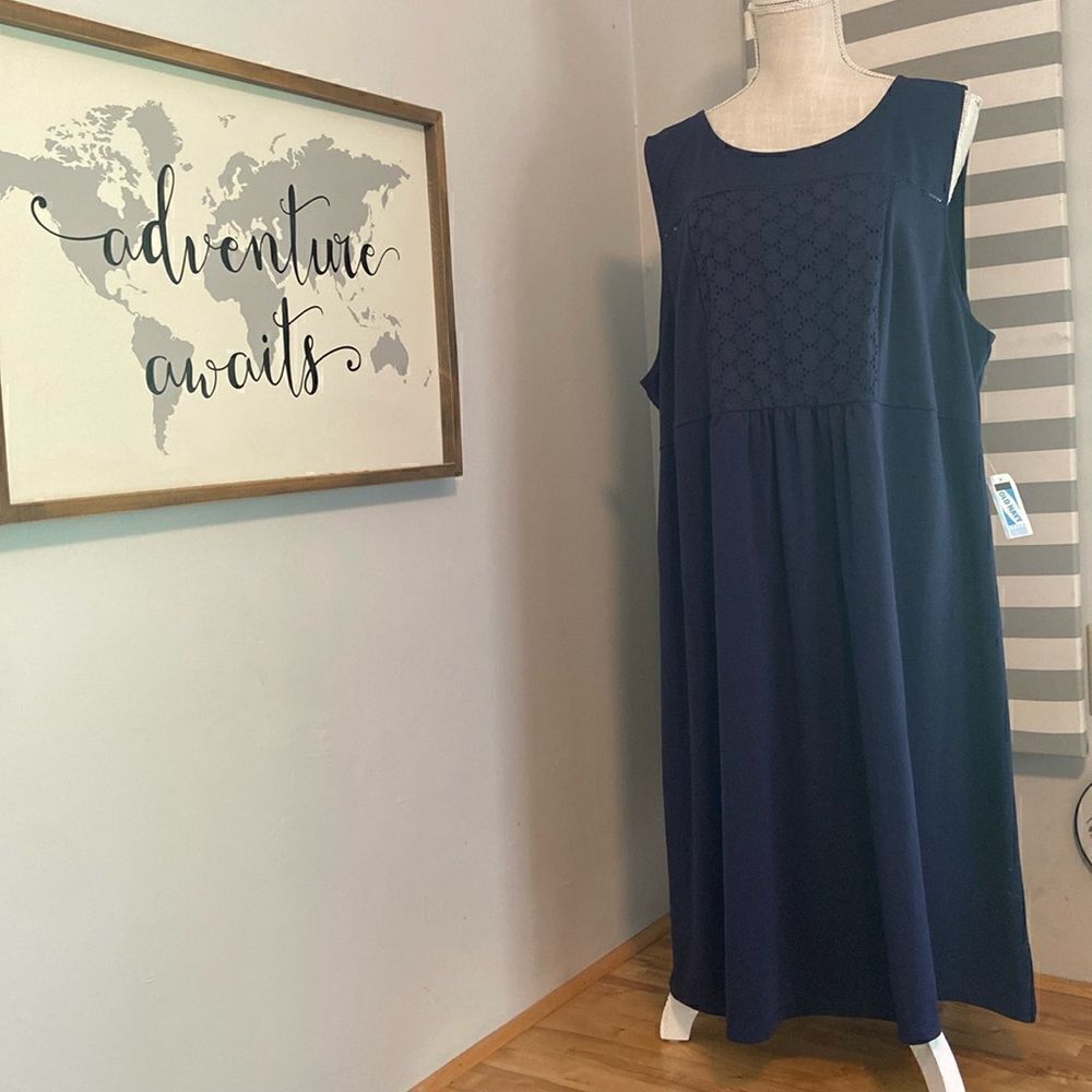 Old Navy Dark Blue Sleeveless Lace Front Midi Dress Size Maternity XXL NEW